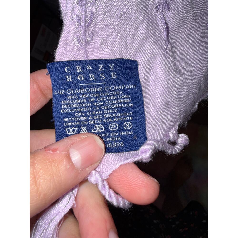 ❤️🔥Crazy Horse Lavender Embroidered Pashmina Wrap Scarf w/ Fringe - Picture 2 of 4